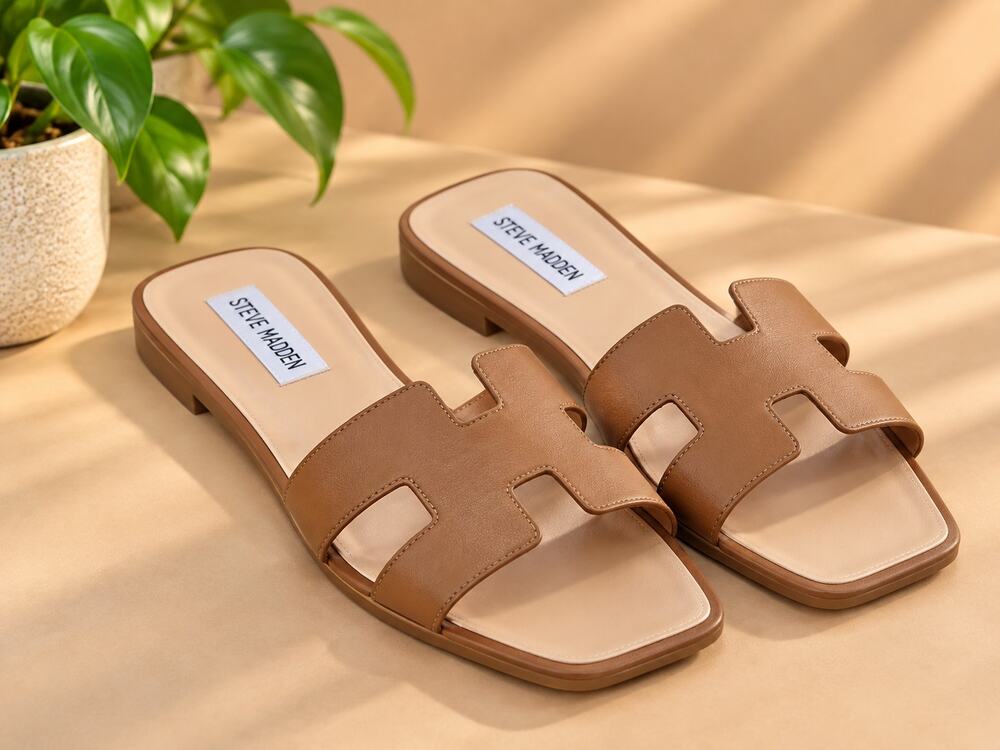 USED Steve Madden Women's Hadyn Sandal, Cognac Leather, 8.5